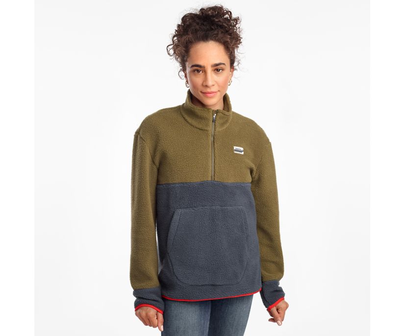 Women's Saucony Fireside Fleece Anorak Jackets Dark Olive | Singapore 337NWYB